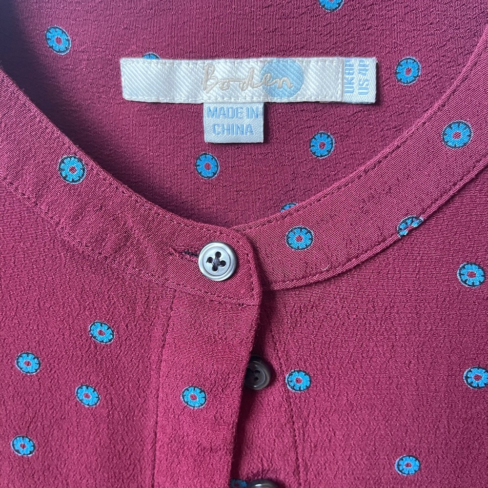 Johnnie Boden burgundy Hayley floral blouse